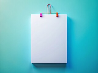 Blank A4 Paper Mockup: Hanging Paperclip Frame, Aerial View