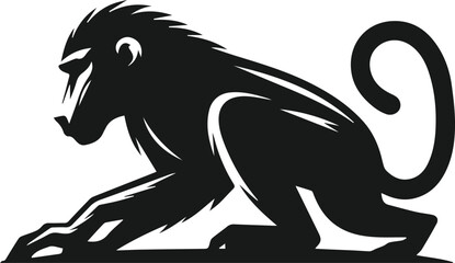 Baboon crouching low, ready to pounce animal vector