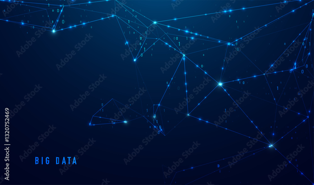 Poster abstract space polygonal illustration. big data code representation. graphic concept for your design