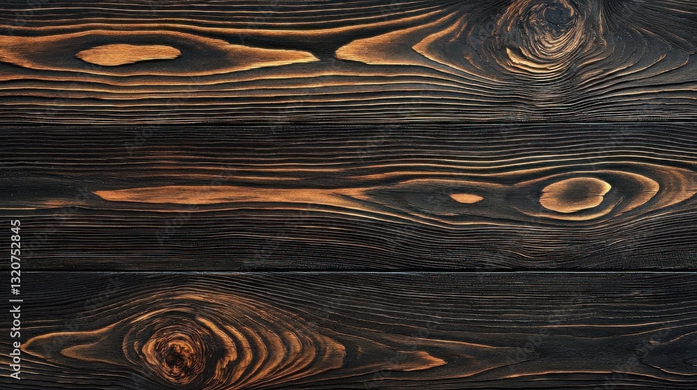 Poster wooden plank surface with intricate patterns and textures highlighted by dark coloring and subtle wa