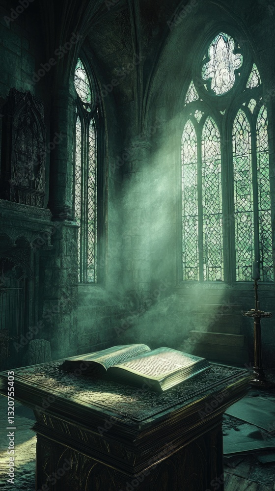 Poster a large book sits on top of a wooden table, perfect for reading or studying