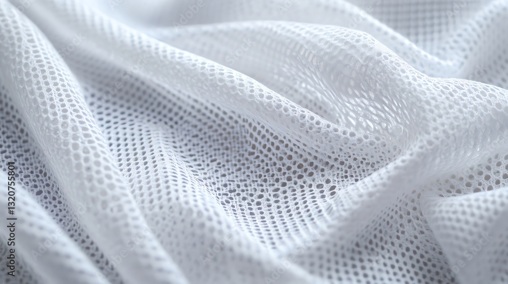 Aufkleber close-up of crumpled white net fabric texture for design resource