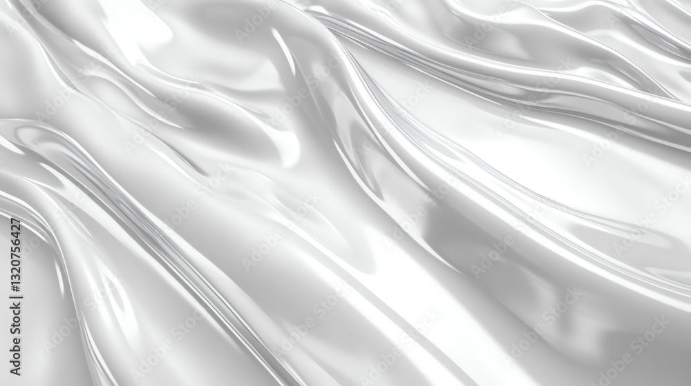 Poster abstract flowing white fabric texture with light reflection for background