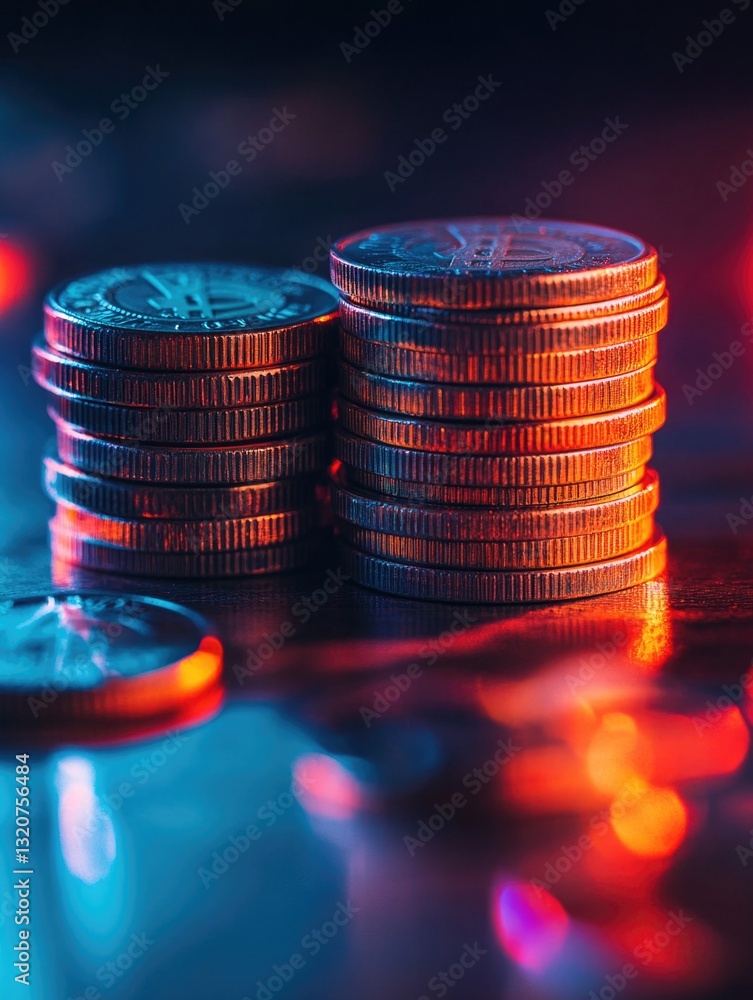 Poster a pile of coins sitting on a table