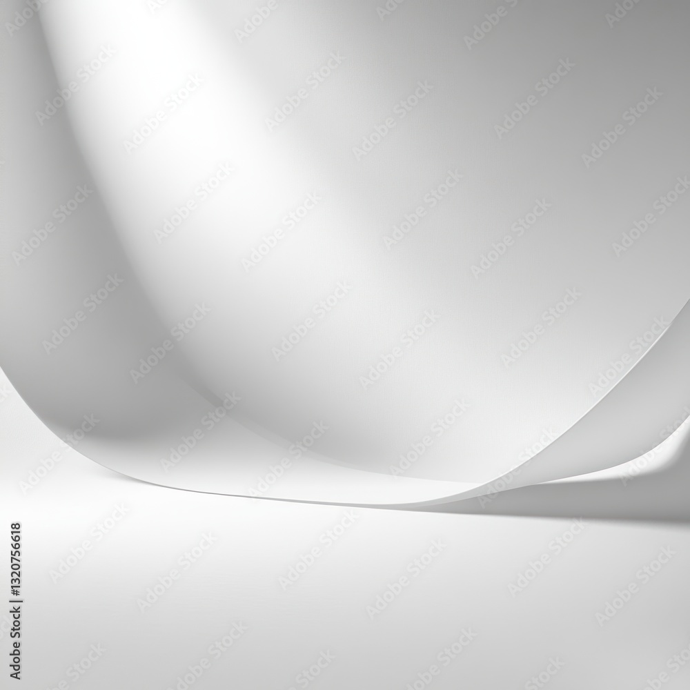 Aufkleber elegant white abstract paper curve creates serene soft light and shadow in clean backdrop
