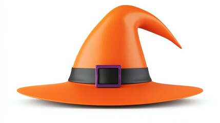 Fototapeta premium Orange Witch Hat with Black Band for Halloween Decoration Theme