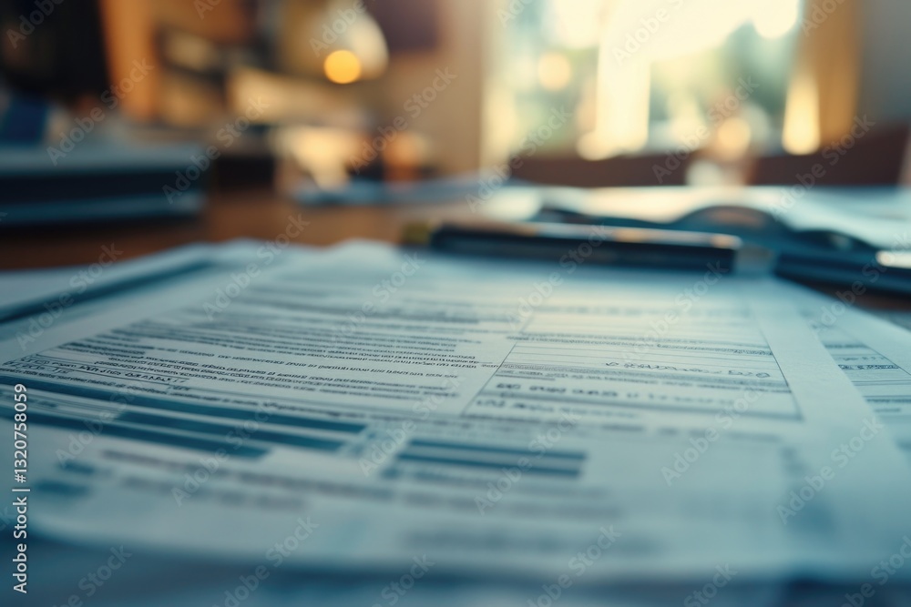 Poster a stack of documents or papers placed on a flat surface, ideal for office or study settings