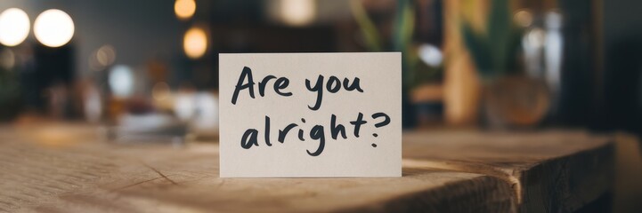 A heartfelt inquiry: Are you alright?  A simple question posed on a note, reflecting care and concern.