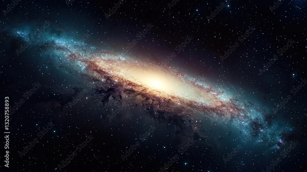 Poster dark sky idea. stunning view of a galaxy in deep space with vibrant colors and swirling stars.