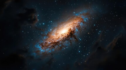 Fototapeta premium Dark sky idea. A mesmerizing view of a distant galaxy filled with stars and cosmic beauty.