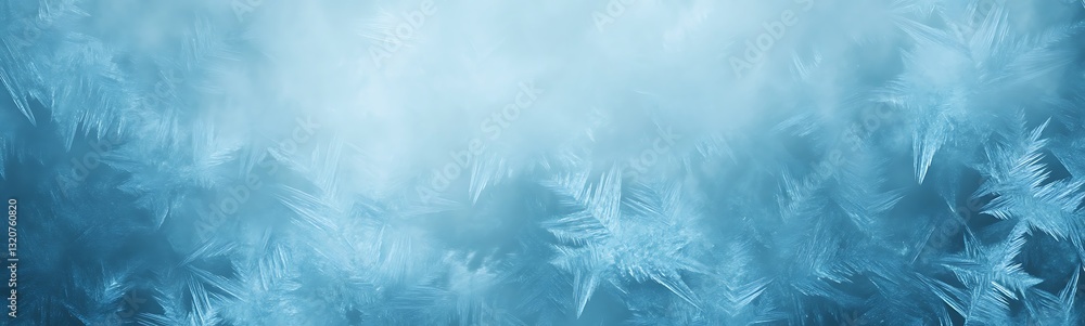 Poster frosty blue background with delicate ice patterns creating a serene atmosphere.