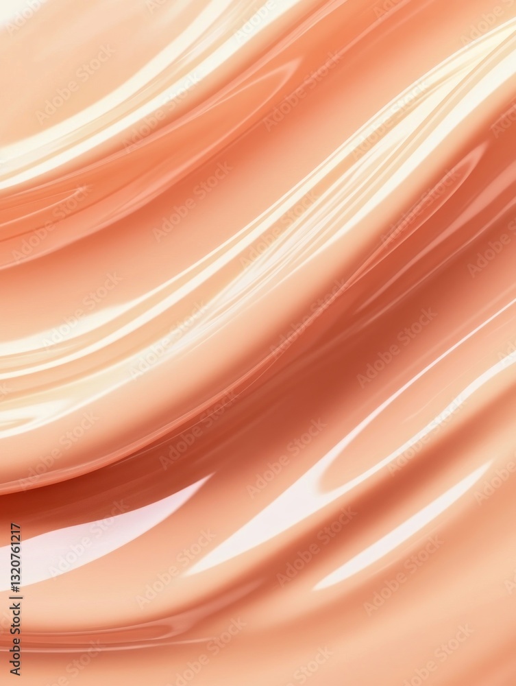 Poster abstract peach waves reflecting soft light smooth texture and gentle flow elegance minimalist style