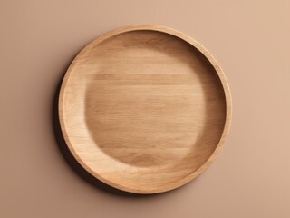 Overhead shot of empty wooden plate