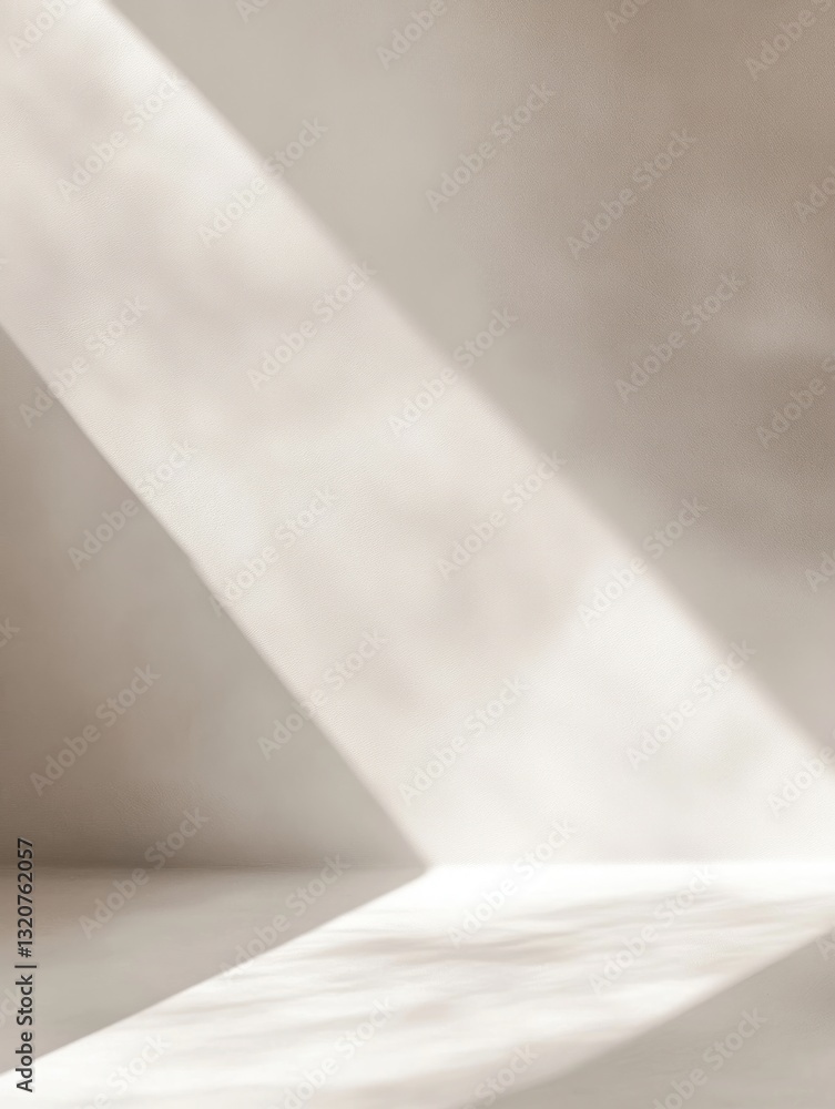 Poster serene sunlight streaming into a bright empty room casting soft shadows on the walls and floor