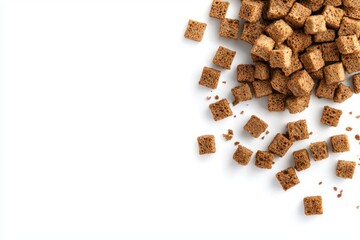 Crunchy Delicious Croutons on a Pristine White Surface Food Photography Concept Culinary Freshness Gourmet Ingredient Minimalist Style