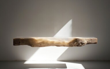 Abstract Beige Textured Rectangular Object with Dramatic Sunlight Shadows