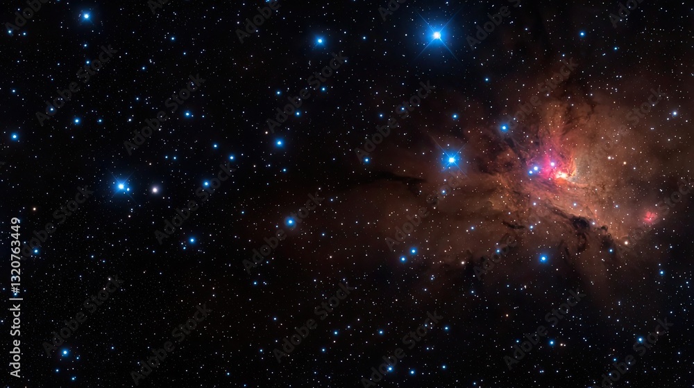 Poster dark sky idea. stunning view of the cosmos featuring bright stars and colorful gases in the universe