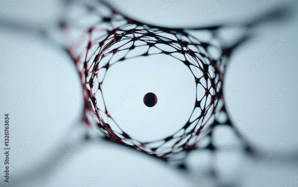 Poster abstract 3d network structure with red and black lines