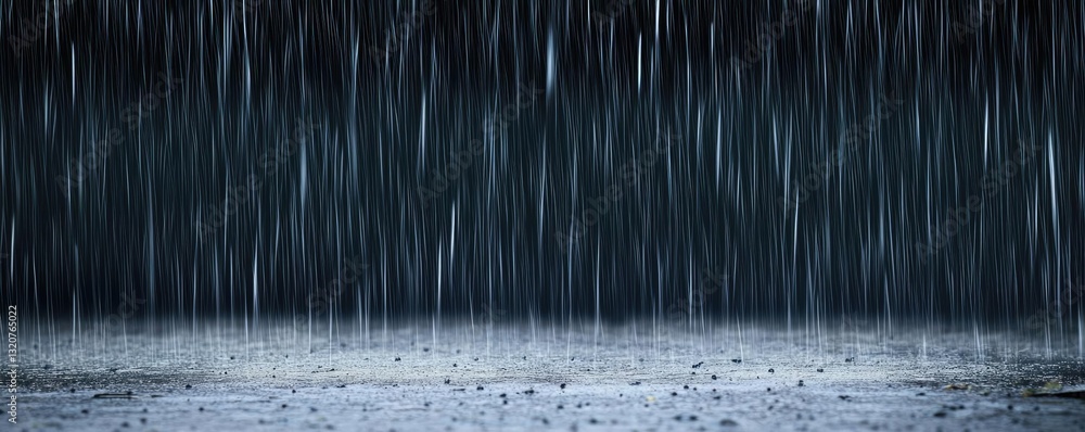 Aufkleber Dark sky concept. Heavy rain falls down creating a moody atmosphere with dark clouds above.