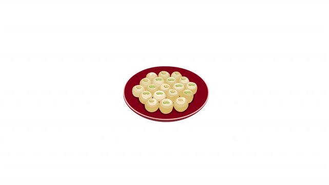 A soft and spongy rasgulla animation, highlighting the sweetness of Indian desserts.