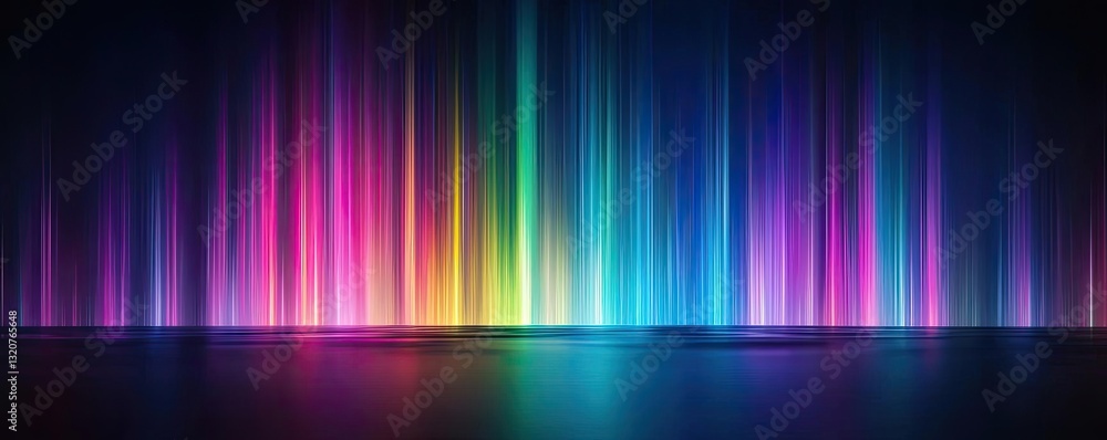 Poster Dark sky concept. Vibrant colorful abstract light patterns with a dark background.