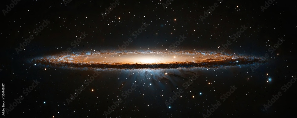 Poster dark sky idea. a stunning view of a spiral galaxy illuminated in the vastness of space.