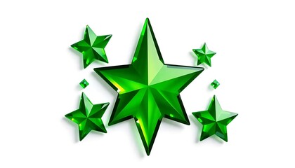 Obraz premium Green Star Jewels Sticker White Background