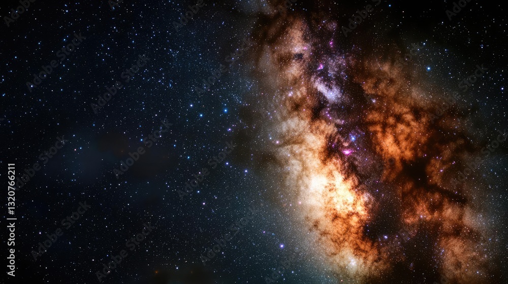 Poster dark sky idea. a breathtaking view of a colorful galaxy filled with stars and cosmic clouds.