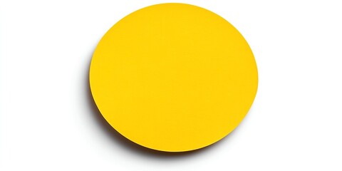 Bright Yellow Circle on White Background with Subtle Shadow