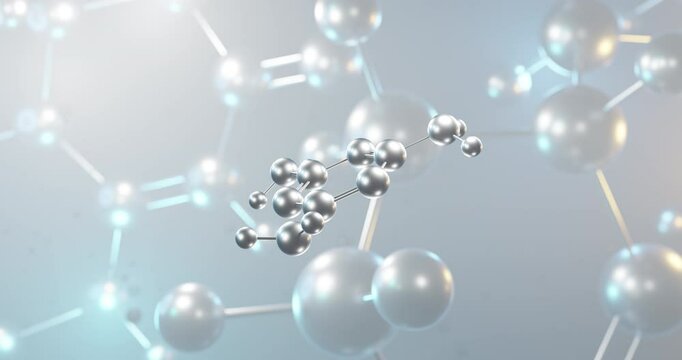 Melamine rotating 3d molecule, molecular structure of trimer of cyanamide, seamless video