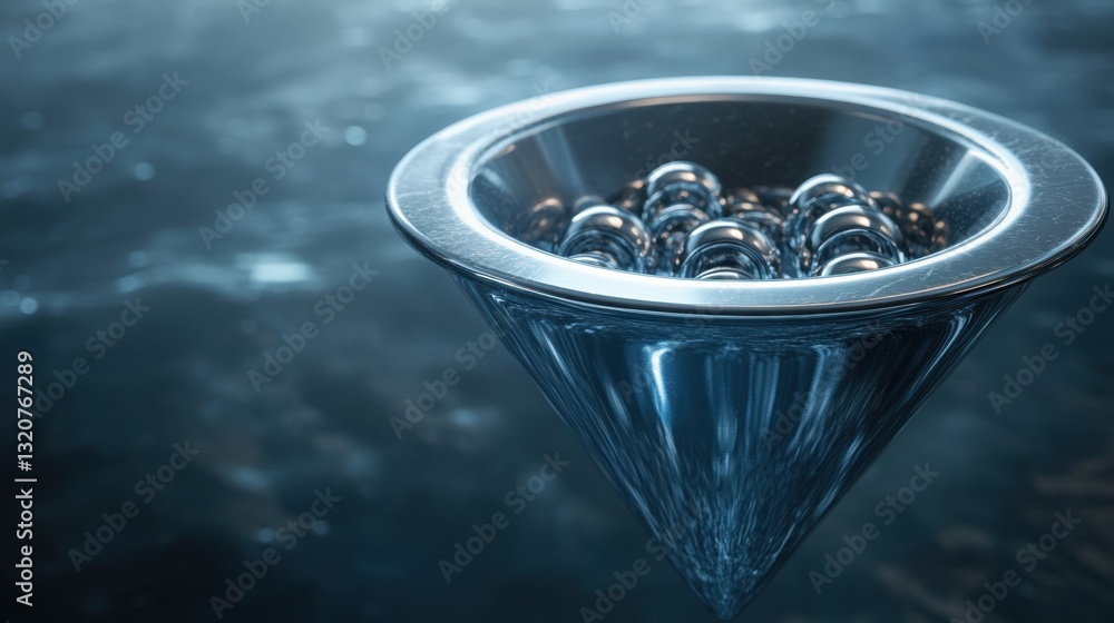 Poster a conceptual sales funnel with a magnet at the top pulling in potential leads and converting them in