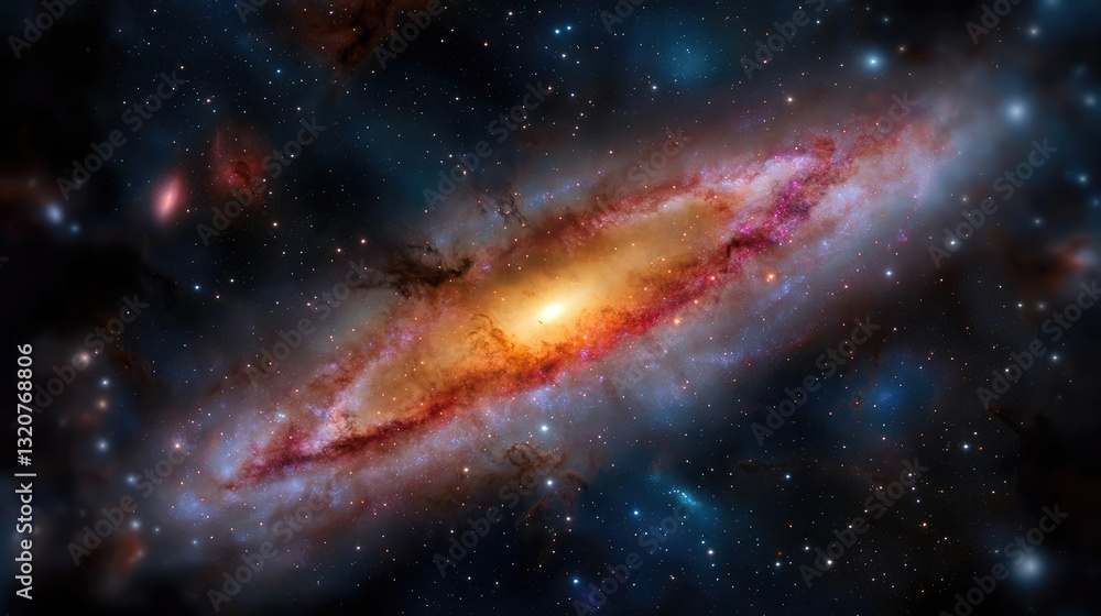 Poster dark sky concept. stunning view of a colorful galaxy with vibrant stars and cosmic dust in the unive