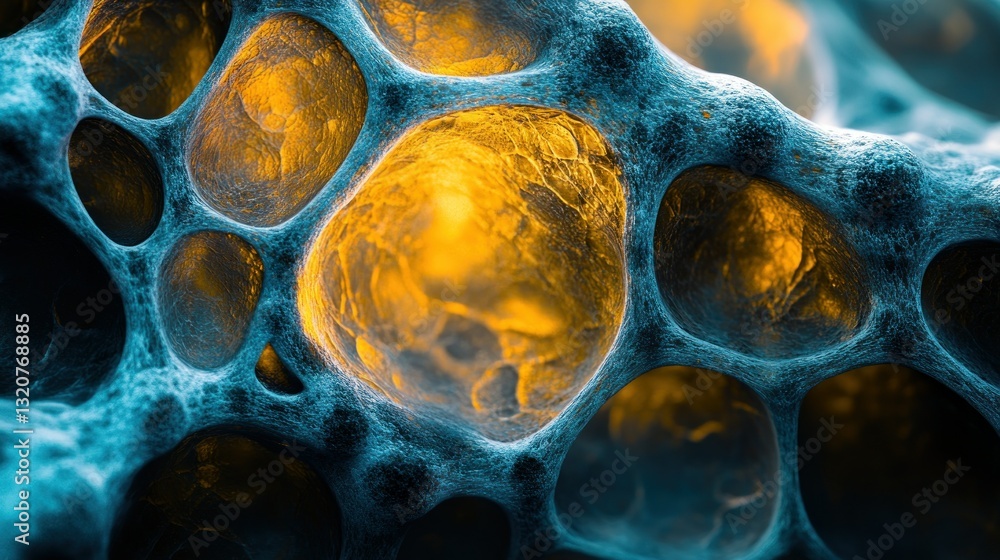 Poster abstract cellular structure, intricate network of voids