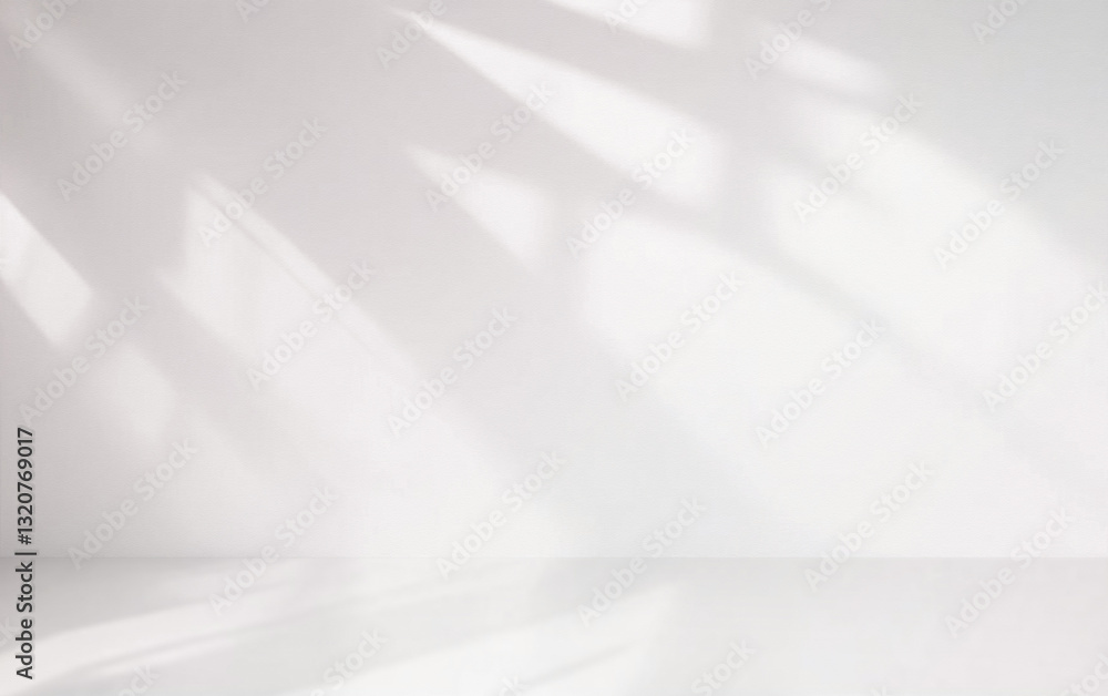Aufkleber Minimal abstract light gray background for product presentation. Soft shadow and light from windows on white wall.