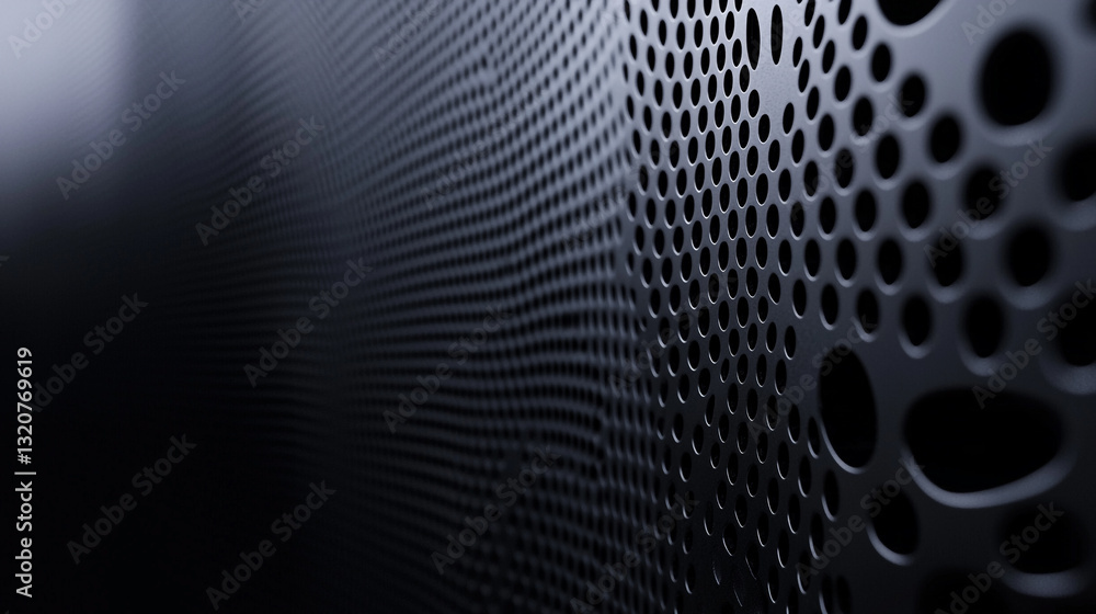 Poster abstract dark metal perforated pattern background texture image grey grid black holes shade design