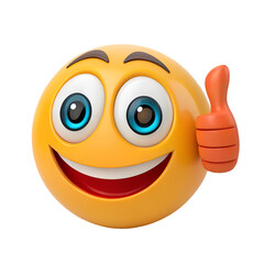 Fototapeta premium 3d A thumbs up emoticon face isolated on white background