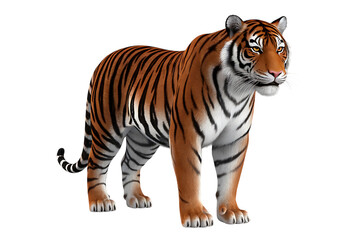 Fototapeta premium Majestic Bengal Tiger, a Symbol of Wild Beauty Isolated, Transparent Background, Cutout, No Shadows, PNG Clipart