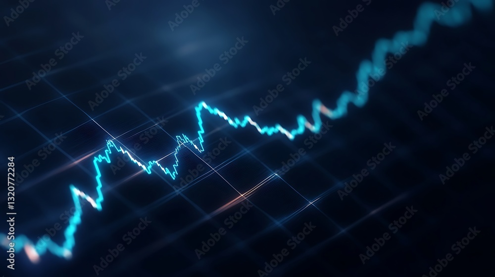 Poster graphical representation of a dynamic financial market trend.