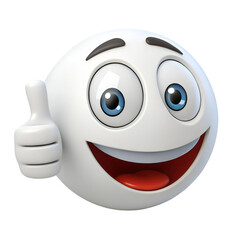 3d A thumbs up emoticon face isolated on white background