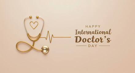 Golden stethoscope design for International Doctor's Day