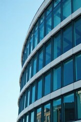 Curved glass facade, modern building exterior detail, modern, architectural detail, curve