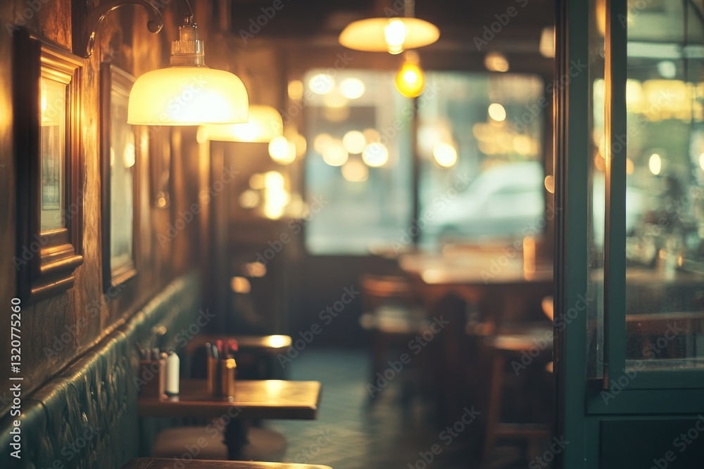 Poster cozy dining atmosphere with tables and chairs in a dimly lit setting