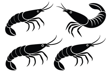  shrimp icons vector set 