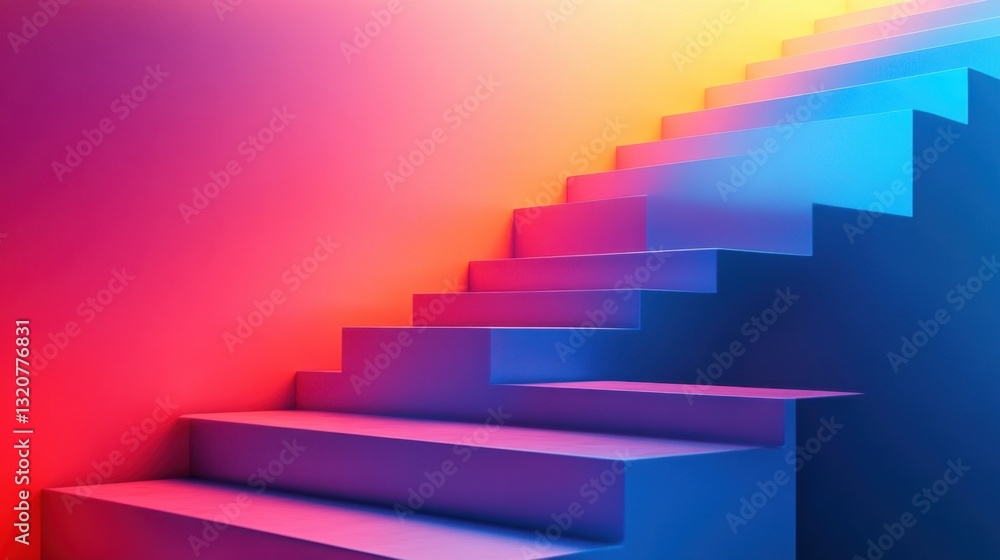 Aufkleber a gradient background with abstract steps leading upward, symbolizing skill development and personal