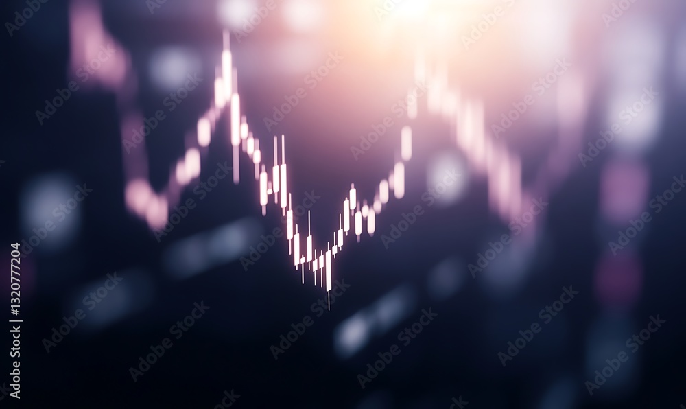 Aufkleber Abstract financial data visualization with glowing lines and colors.