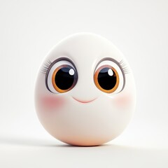 Cute Egg With Big Eyes And A Soft Smile Isolated On White Background