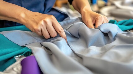 Fototapeta premium A modern fabric finishing process applying anti-wrinkle coating.