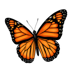 Fototapeta premium Beautiful Monarch Butterfly Wings Orange Black Design Illustration art fauna image macro insect 