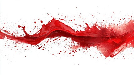 Fototapeta premium Red liquid paint splash. Dynamic splash in motion. Abstract wave of energy. Vibrant and striking, fluid style. Bold colors, modern art design. Ideal for expressive and creative backgrounds.