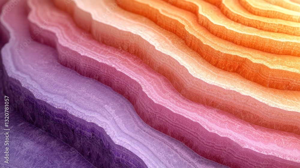 Poster abstract layered geological strata, featuring vibrant color gradients and textured ridges. layers gr